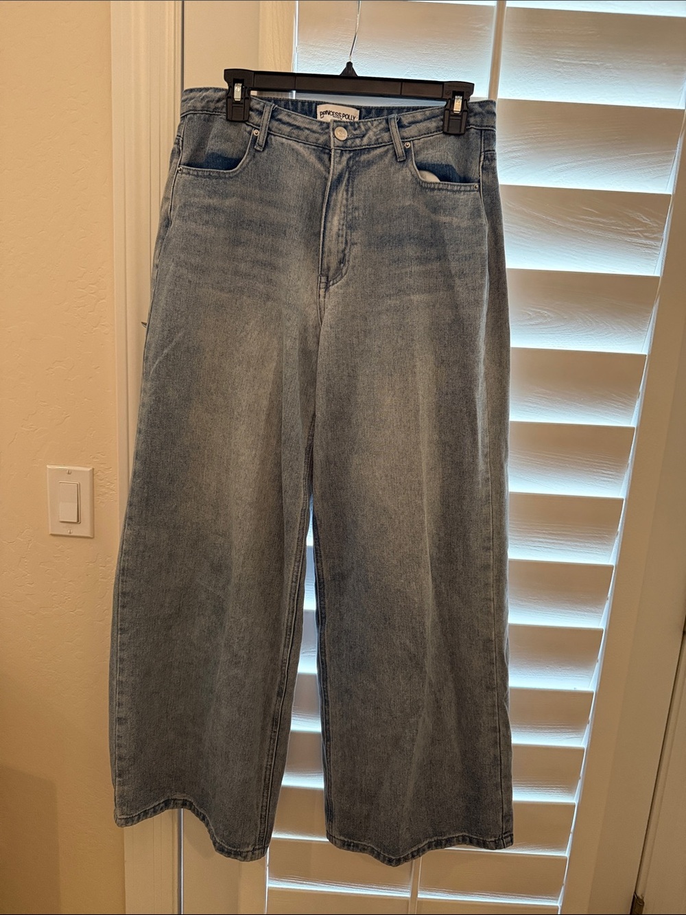 Princess Polly Wide Leg Light Wash Blue Jeans